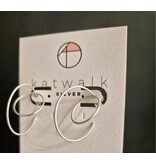 Katwalk Zilver Zilver oorstekers - fijne ringen loodrecht