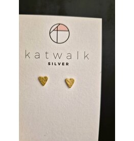 Katwalk Zilver Verguld zilver oorstekers - gehamerd hartje