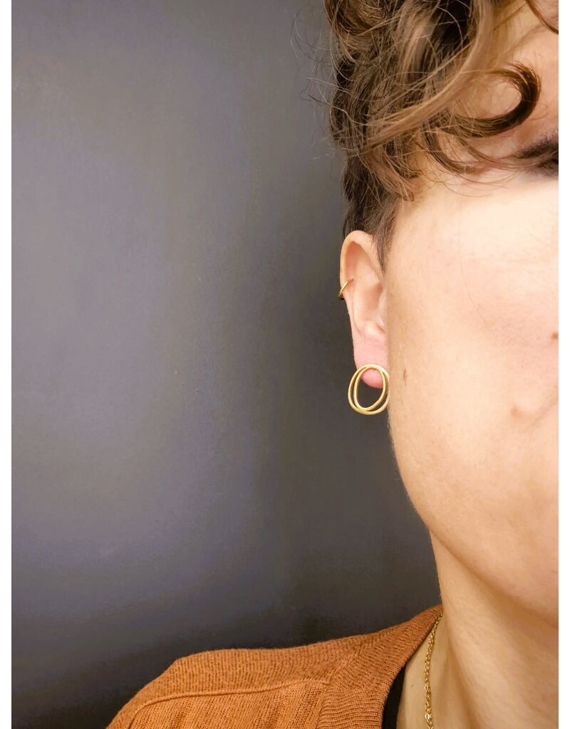 Katwalk Zilver Verguld zilver oorstekers - 2 amorf cirkels