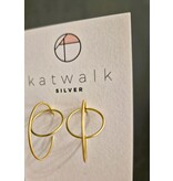 Katwalk Zilver Verguld zilver oorstekers - fijne ringen loodrecht