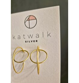 Katwalk Zilver Verguld zilver oorstekers - fijne ringen loodrecht