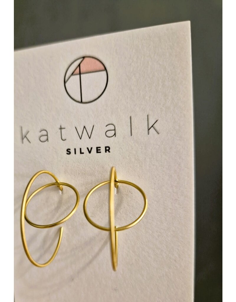 Katwalk Zilver Verguld zilver oorstekers - fijne ringen loodrecht