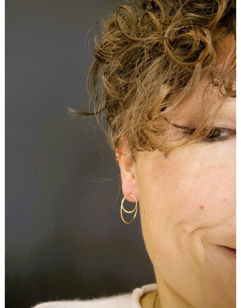 Katwalk Zilver Verguld zilver oorstekers - fijne ringen loodrecht