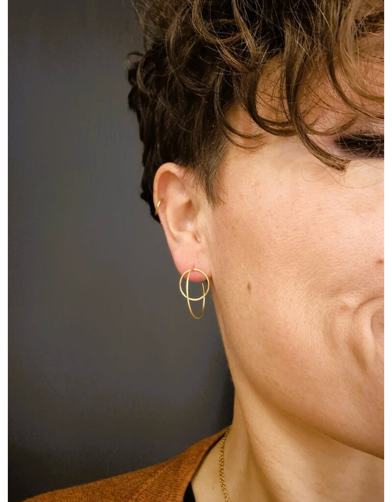 Katwalk Zilver Verguld zilver oorstekers - fijne ringen loodrecht