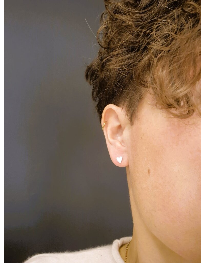 Katwalk Zilver Zilver oorstekers - gehamerde hartjes