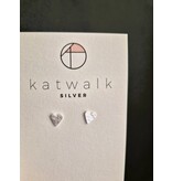 Katwalk Zilver Zilver oorstekers - gehamerde hartjes