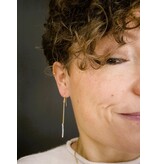 Katwalk Zilver Verguld zilver oorhanger - ketting met witte steentjes