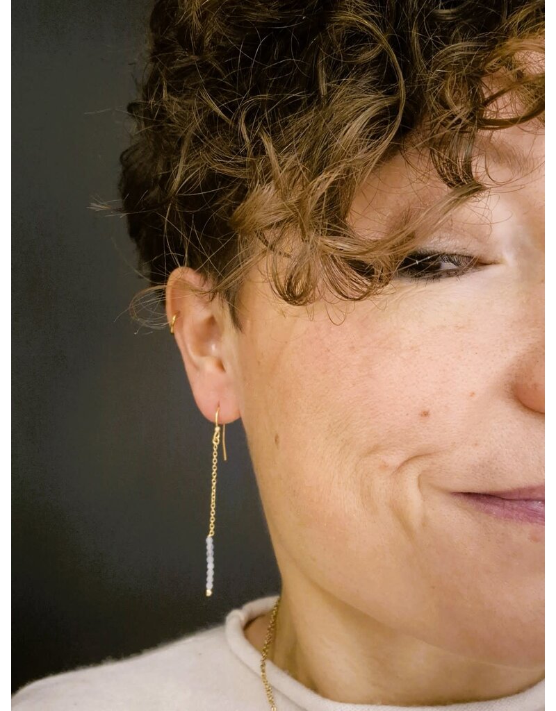 Katwalk Zilver Verguld zilver oorhanger - ketting met witte steentjes