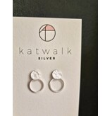 Katwalk Zilver Zilver oorstekers - Gehamerd rondje met los ringetje