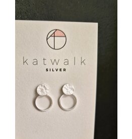 Katwalk Zilver Zilver oorstekers - Gehamerd rondje met los ringetje