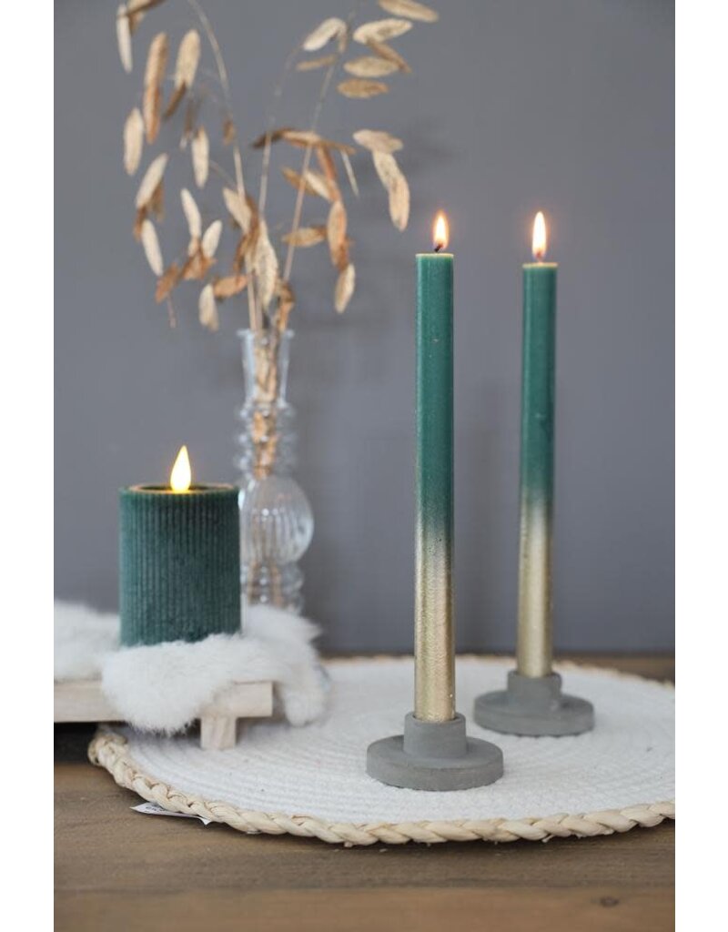 Ideas 4 seasons Set van 2 dinerkaarsen Goud Mosgroen