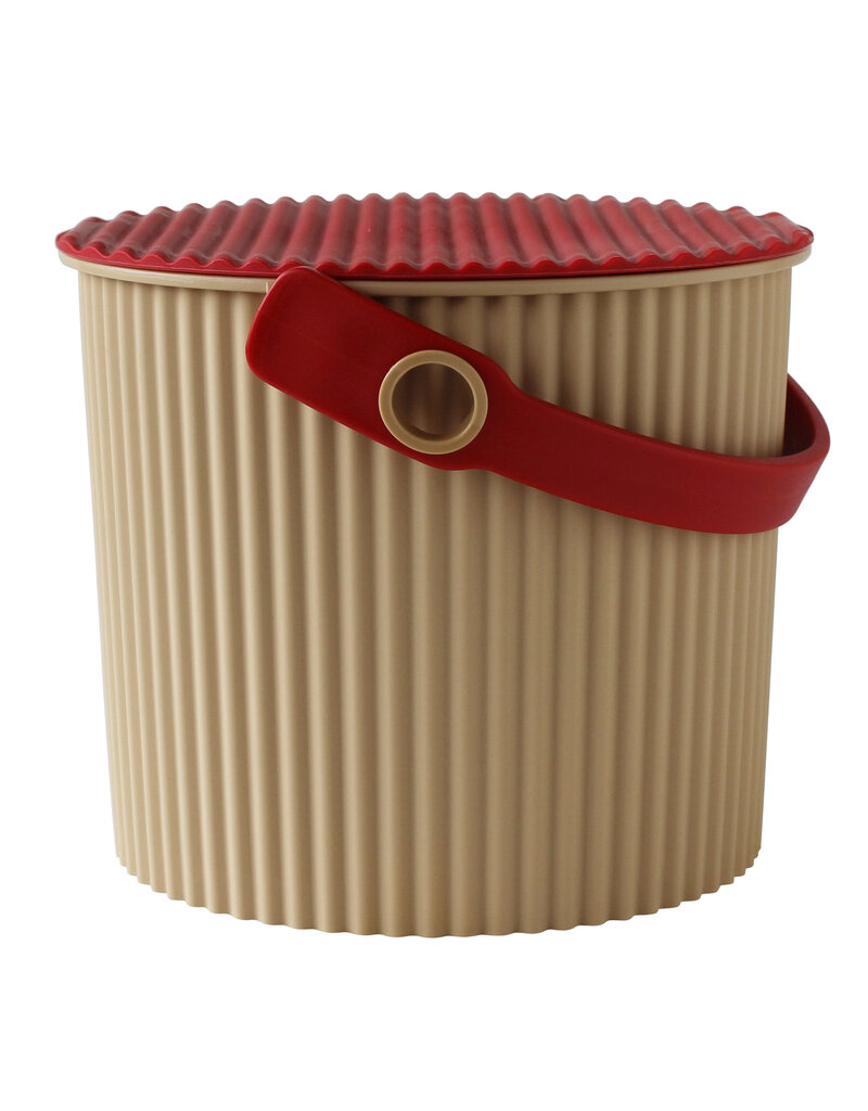 Hachiman Opberg-emmer met deksel Mini - Camel/Red