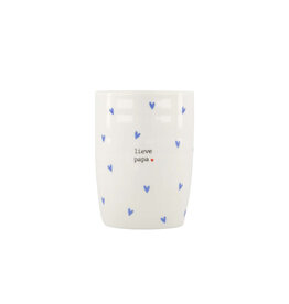 Zusss Koffiemok met hartjes 'lieve papa' wit /  blauw