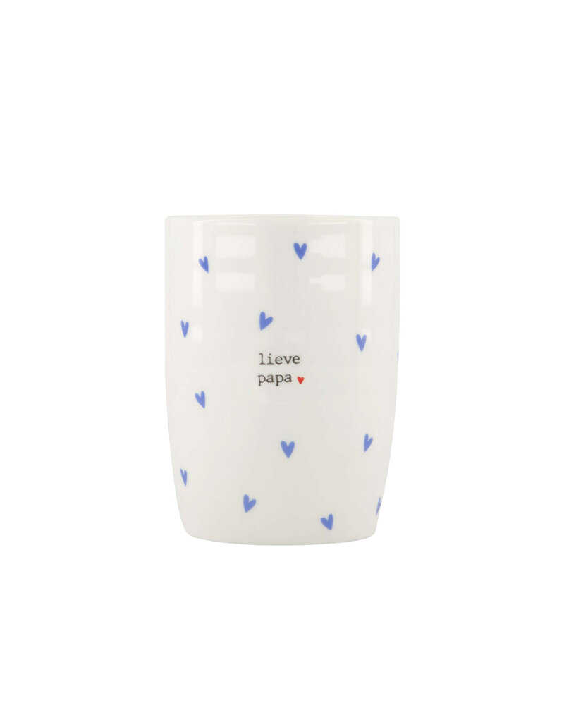 Zusss Koffiemok met hartjes 'lieve papa' wit /  blauw