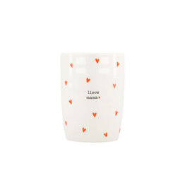 Zusss Koffiemok met hartjes 'lieve mama' wit /  rood