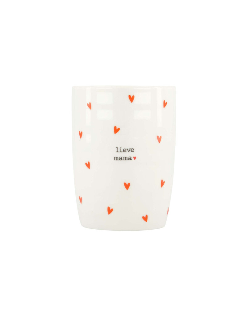 Zusss Koffiemok met hartjes 'lieve mama' wit /  rood
