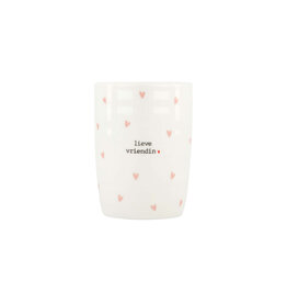 Zusss Koffiemok met hartjes 'lieve vriendin' wit /  roze