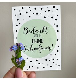 Sproetiz Zakje met bloemenzaadjes 'Vergeet-me-niet-je' - 'Bedankt voor het fijne schooljaar