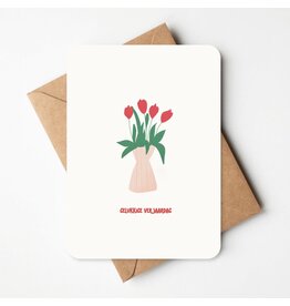 Buro Allure Wenskaart 'Gelukkige verjaardag' - bloemen in vaas