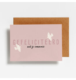 Hello August Wenskaart Hello August - 'Gefeliciteerd met je communie' - roze