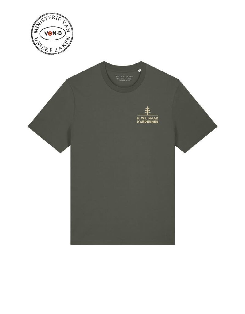 Ministerie van Unieke Zaken T-shirt 'Ik wil naar d'Ardennen' - khaki