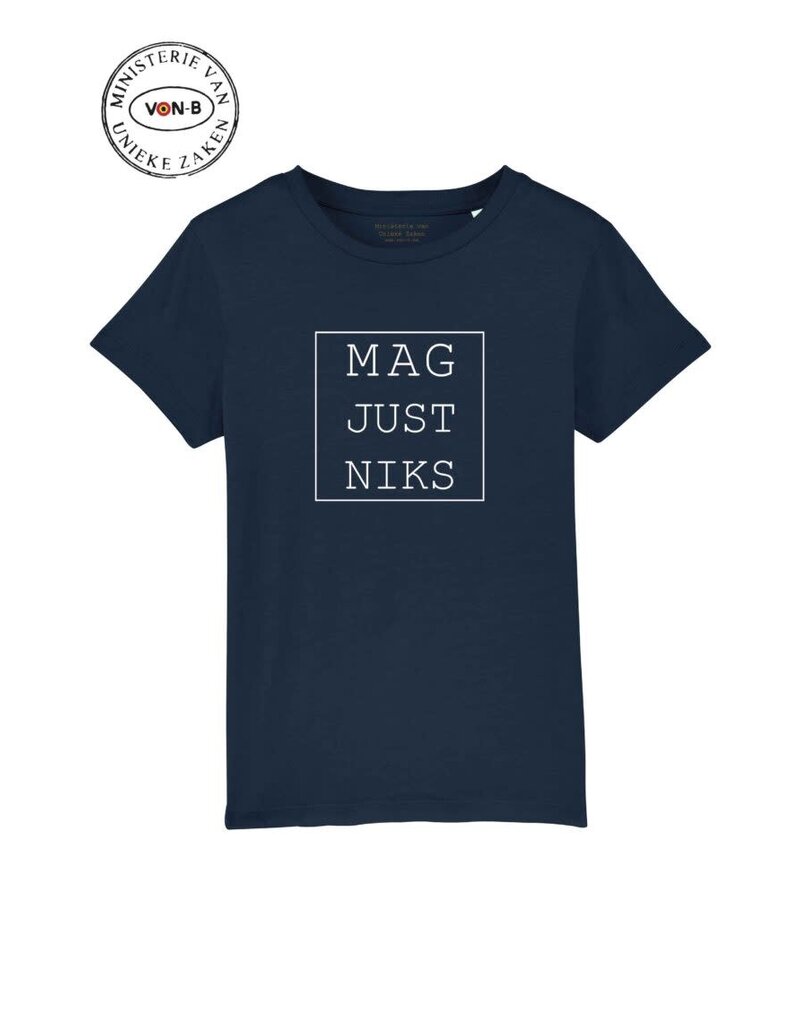 Ministerie van Unieke Zaken T-shirt kind - 'Mag just niks' - donkerblauw