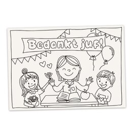 Hippekaartjes Inkleurkaart A5 'Bedankt Juf'