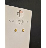 Katwalk Zilver Verguld zilver oorstekers - kleine druppel 3D