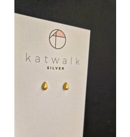 Katwalk Zilver Verguld zilver oorstekers - kleine druppel 3D