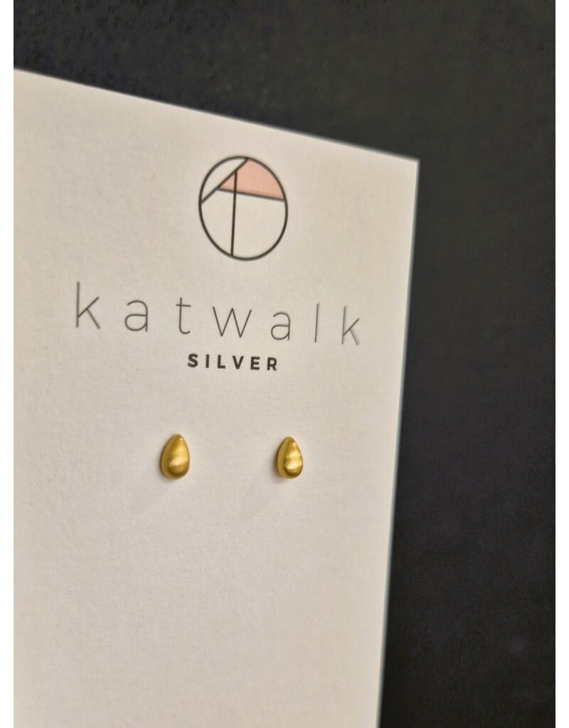 Katwalk Zilver Verguld zilver oorstekers - kleine druppel 3D