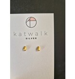 Katwalk Zilver Verguld zilver oorstekers - kleine druppel 3D