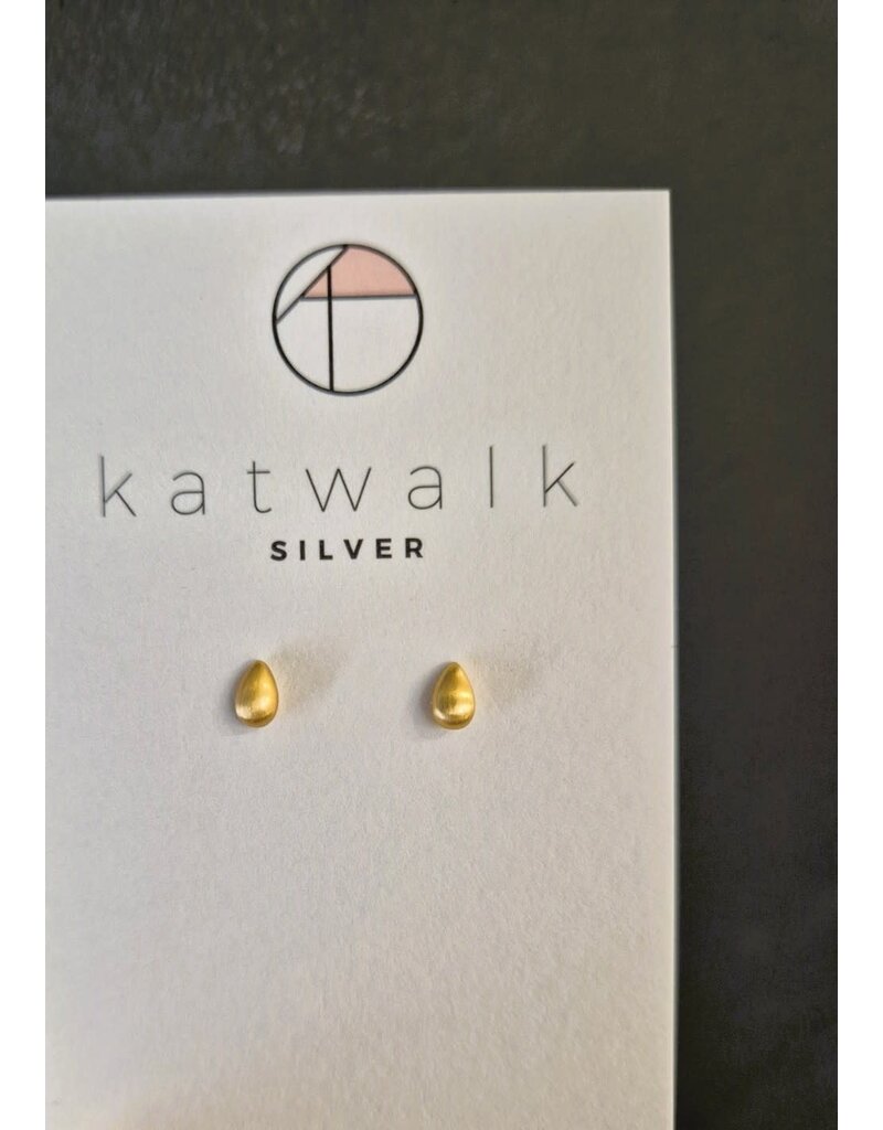 Katwalk Zilver Verguld zilver oorstekers - kleine druppel 3D