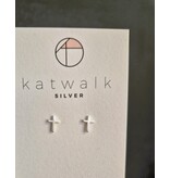 Katwalk Zilver Zilver oorstekers - kruisje