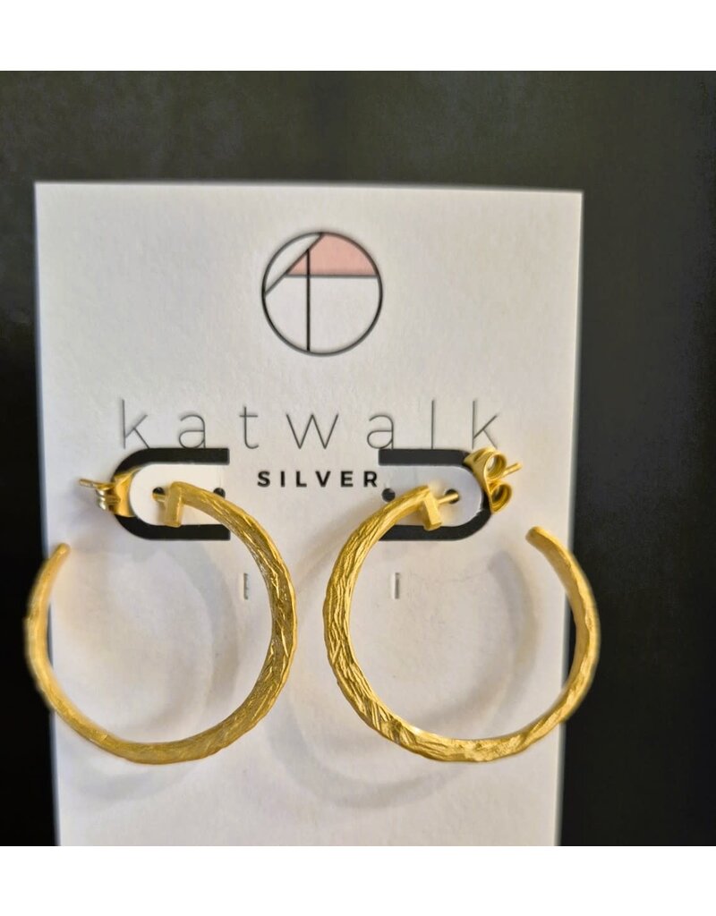Katwalk Zilver Oorring-stekers in verguld brass - ø27mm