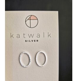 Katwalk Zilver Zilver oorstekers - open ovaal gehamerd