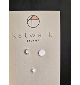 Katwalk Zilver Zilveren oorstekers - Maantje - sterretje en zonnetje