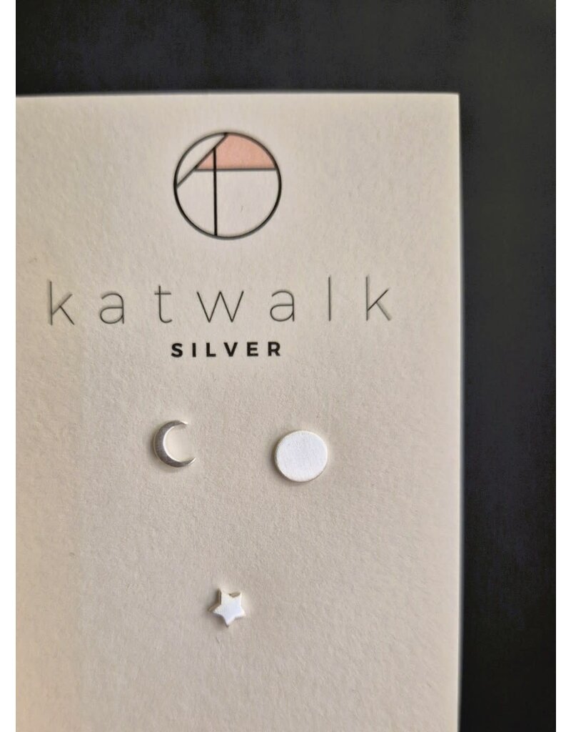 Katwalk Zilver Zilveren oorstekers - Maantje - sterretje en zonnetje