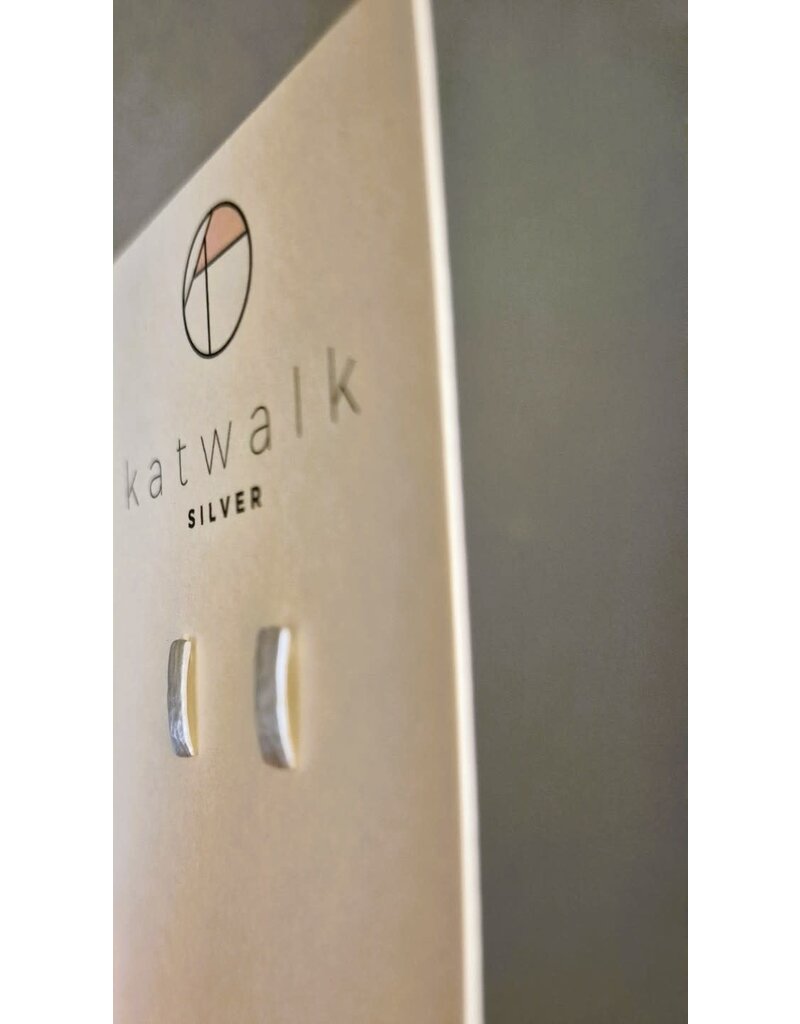 Katwalk Zilver Zilver oorstekers - verticaal gebogen gehamerde plaatjes 1cm