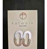 Katwalk Zilver Zilver oorstekers - 2 halve ovalen bold