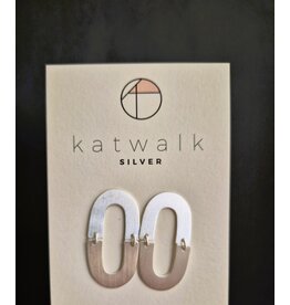 Katwalk Zilver Zilver oorstekers - 2 halve ovalen bold