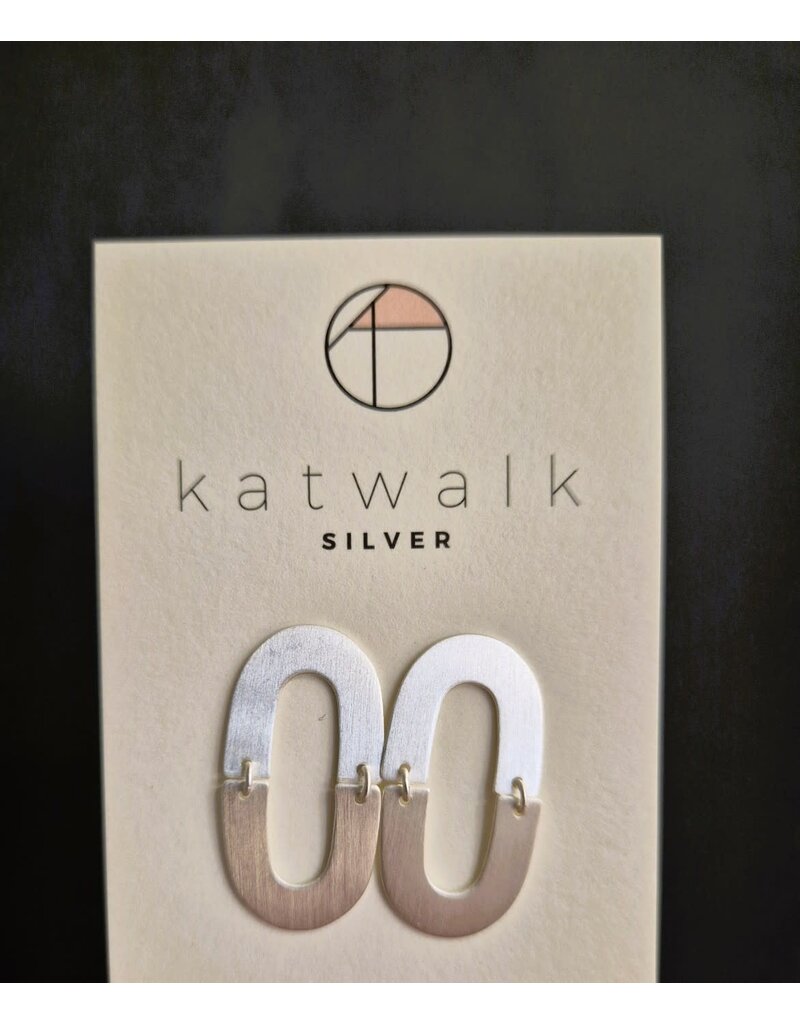 Katwalk Zilver Zilver oorstekers - 2 halve ovalen bold