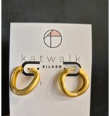 Katwalk Zilver Oorringen in verguld brass - vervormde ringen ø19mm