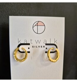 Katwalk Zilver Oorringen in verguld brass - kleine ringen ø14mm