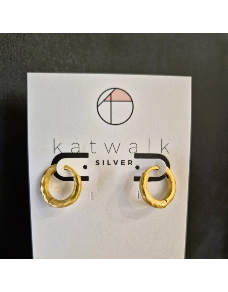 Katwalk Zilver Oorringen in verguld brass - kleine ringen ø14mm