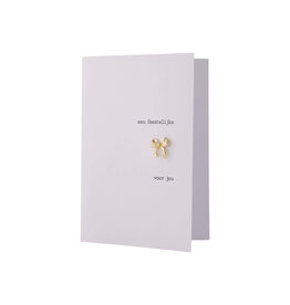 Zusss Wenskaart met strikje als broche 'een feestelijke strik voor jou'