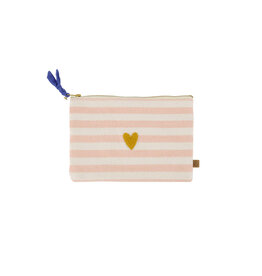 Zusss Toilettasje / Etui met roze strepen en hartje