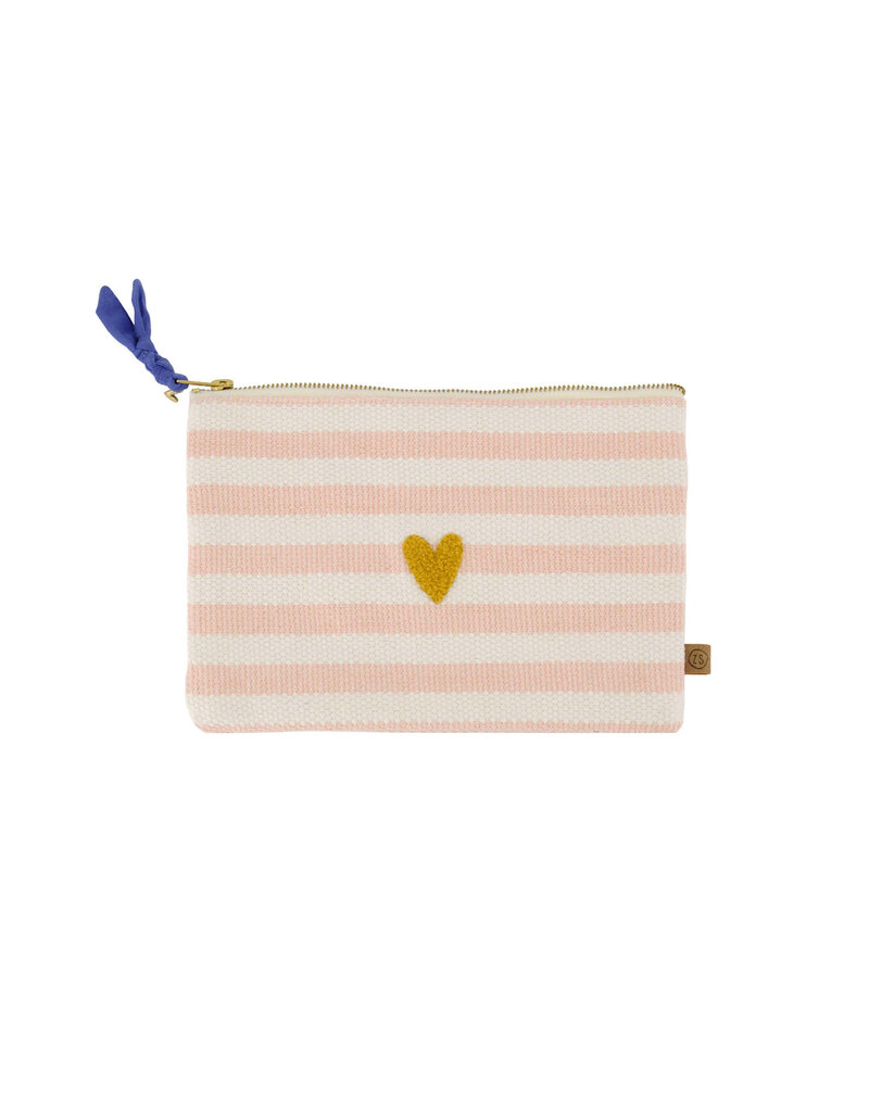 Zusss Toilettasje / Etui met roze strepen en hartje