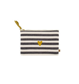 Zusss Toilettasje / Etui met zwarte strepen en hartje
