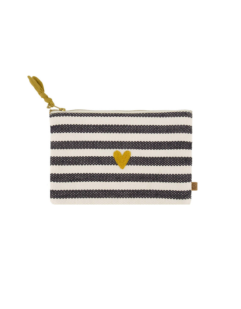 Zusss Toilettasje / Etui met zwarte strepen en hartje