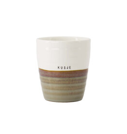 Zusss Koffiemok 'kusje' grijsblauw/wit